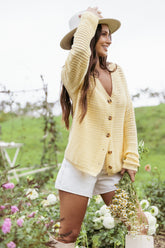 Carrie Button Front Cardigan - Yellow